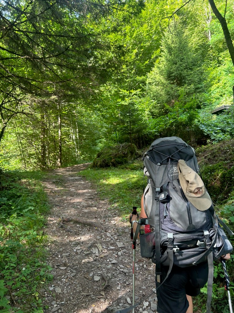 Hiking to a Bivacco with rucksack