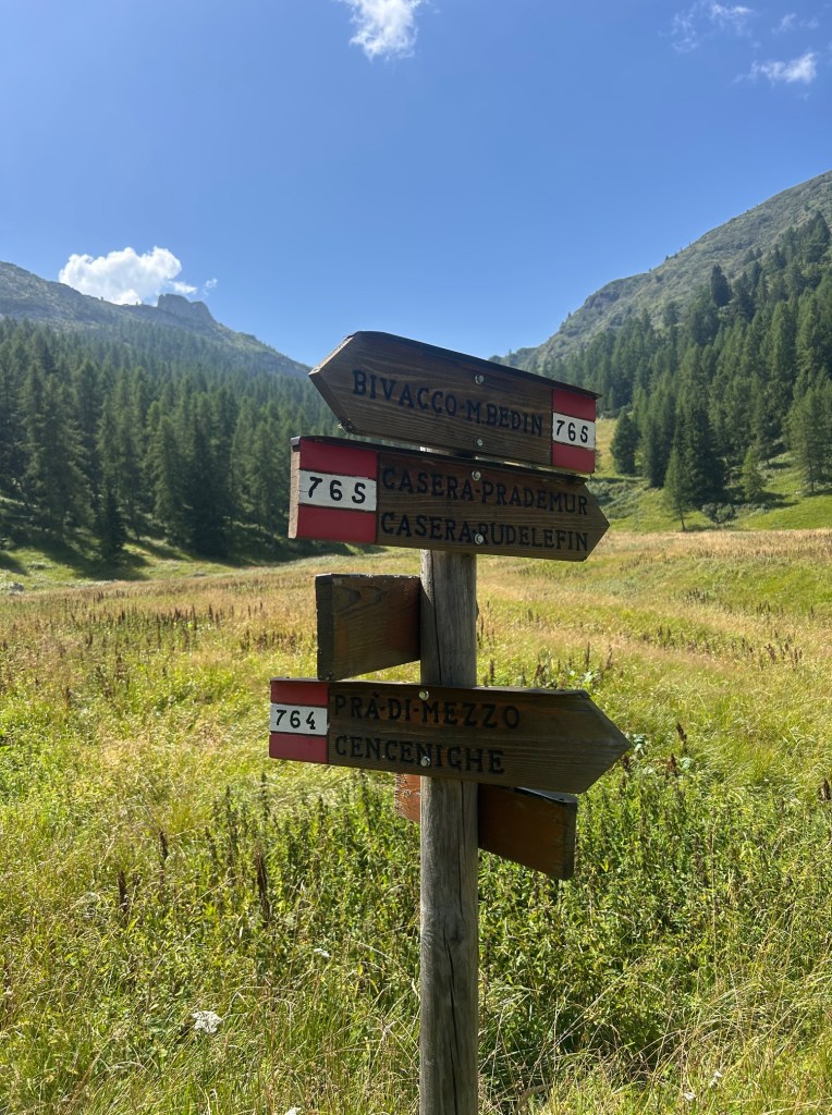 signpost in italian dolomites when travelling